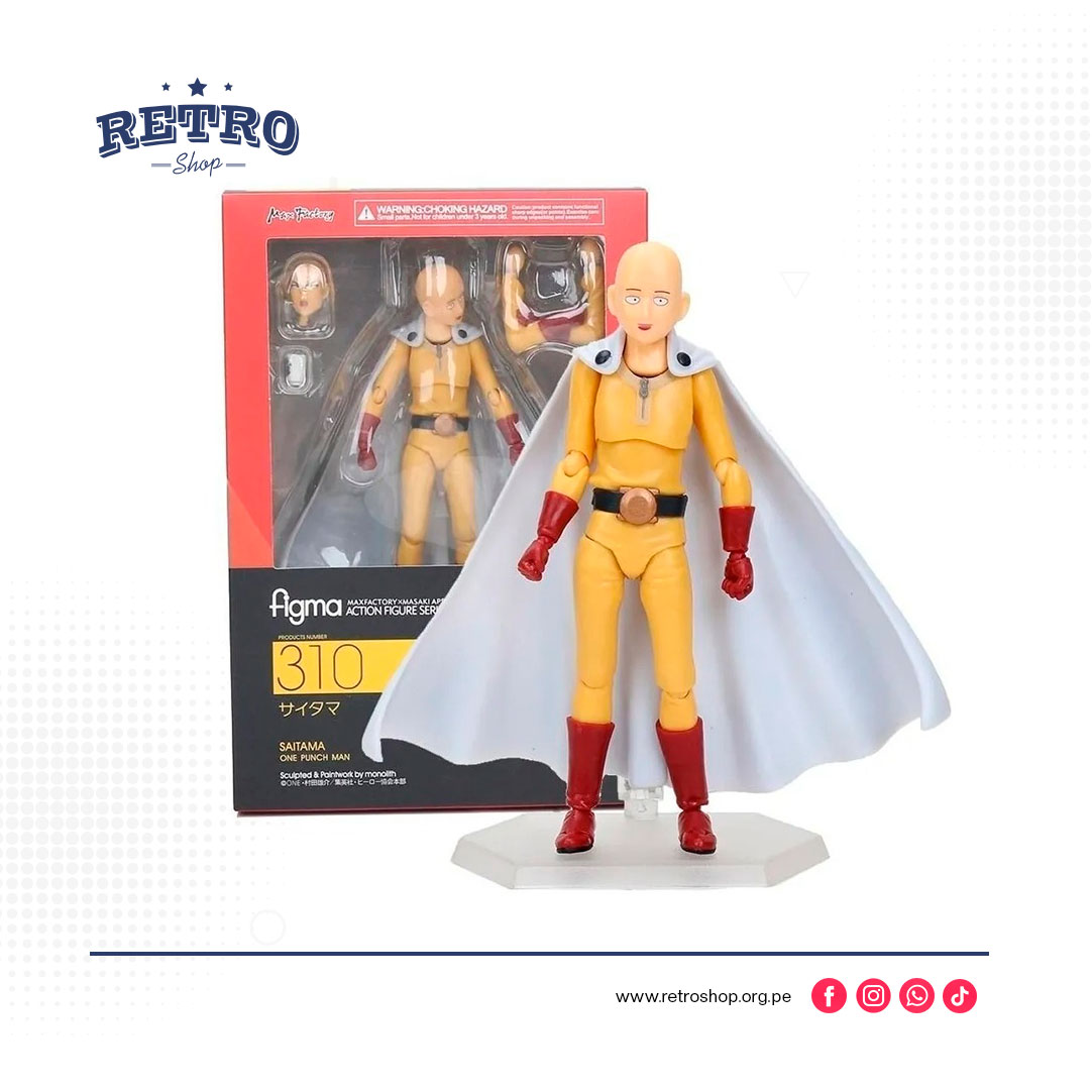 SAITAMA-1 Con más de 20 puntos de articulación, puedes recrear fácilmente las poses icónicas de Saitama de One Punch Man. Desde su pose clásica de "un solo golpe" hasta expresiones faciales cautivadoras, esta figura te permite dar vida a tus escenas favoritas del anime.