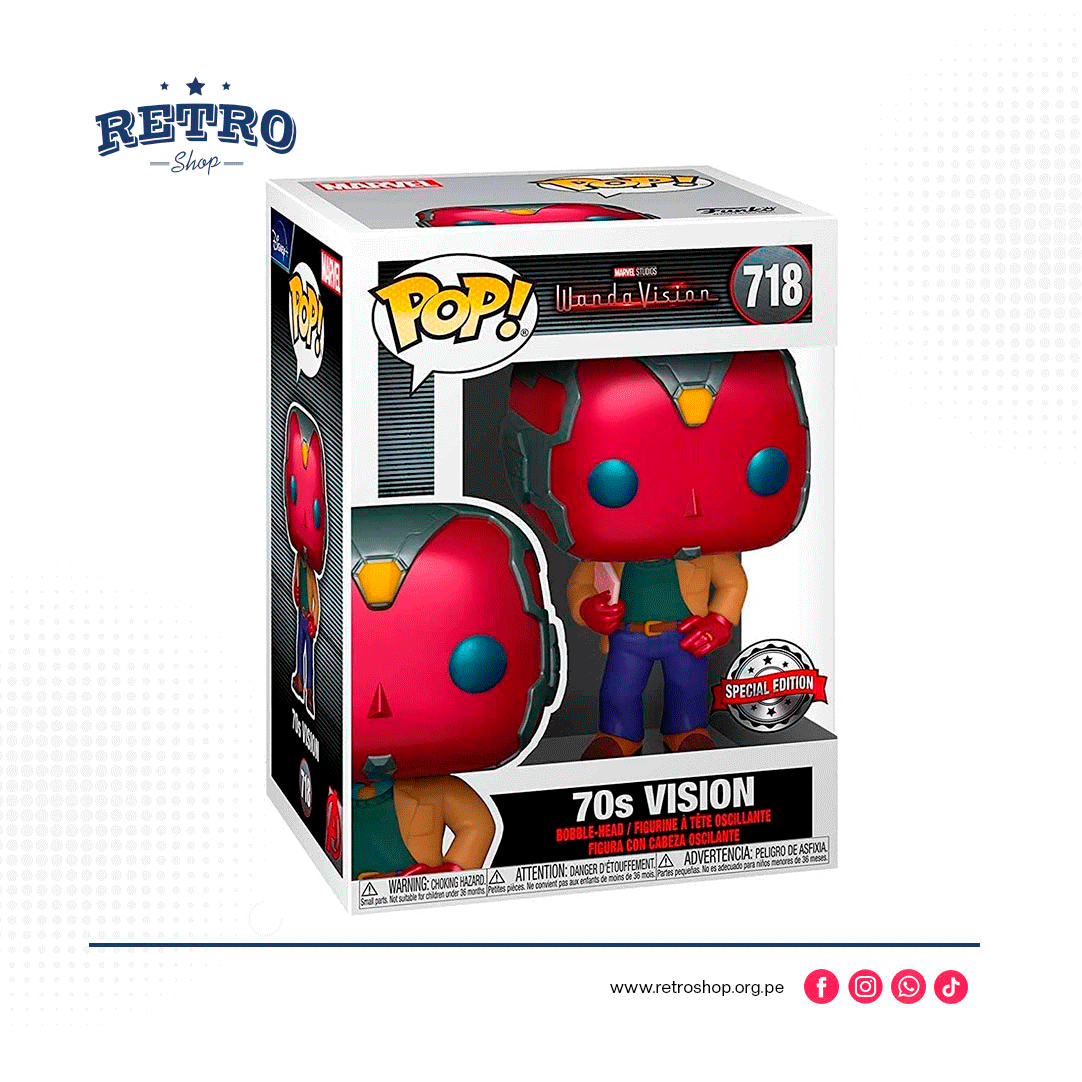 ¡Marvel Wandavision 70s Visión Funko Pop! Figura Exclusiva